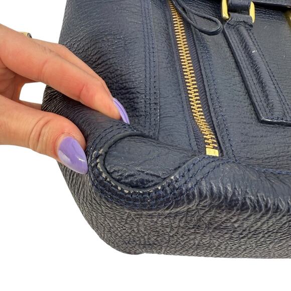 3.1 PHILLIP LIM Textured Calfskin Leather Large Pashli Satchel Ink Navy Blue - Picture 9 of 12